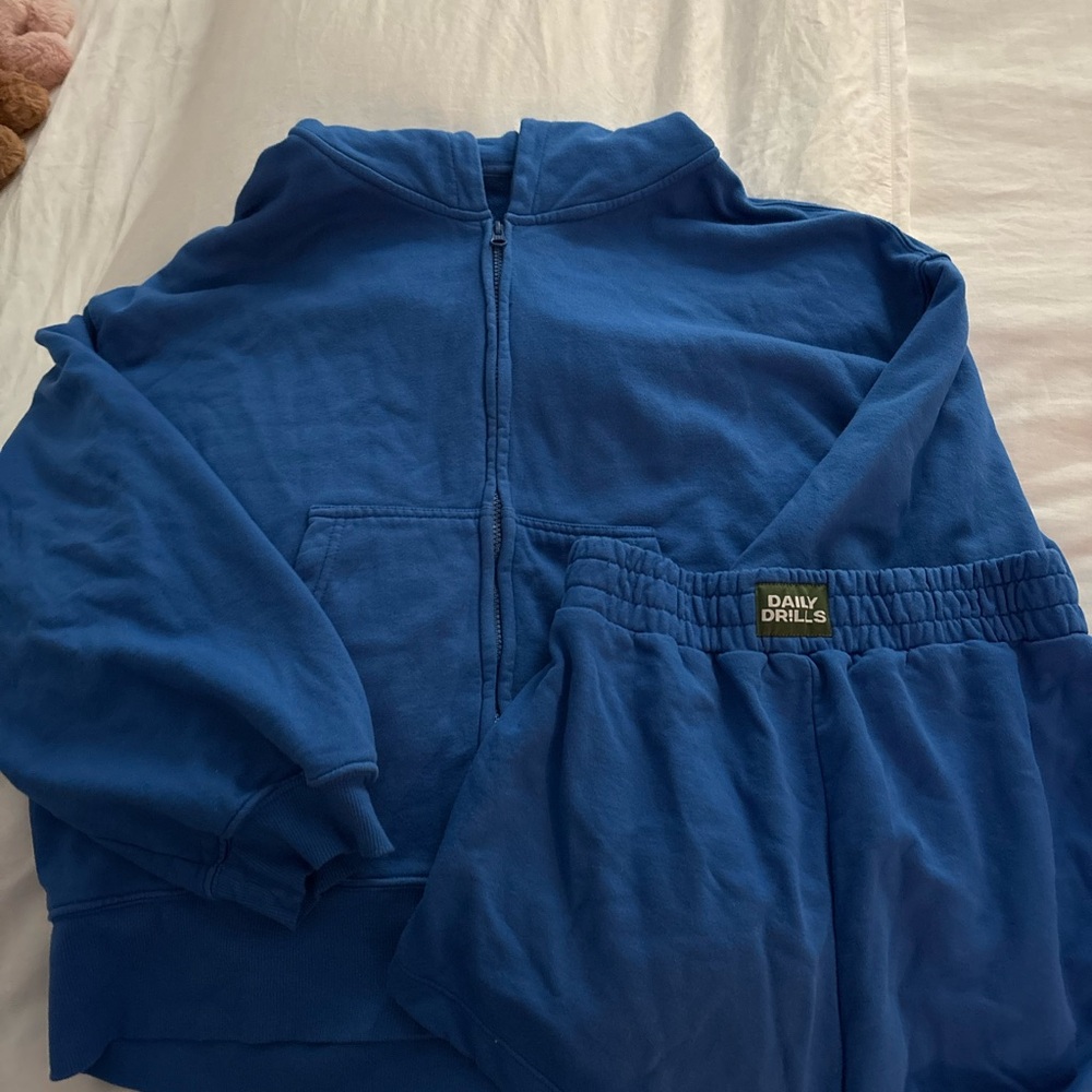 Daily Drills Blue Hoodie and Shorts Set